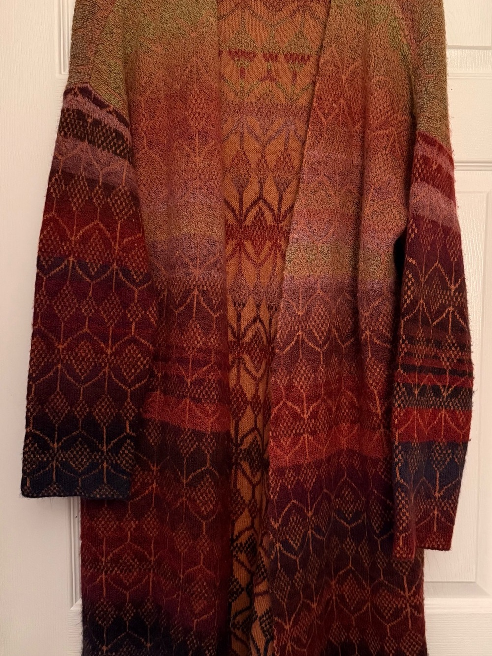 Style & Co. Multicolor Open-Front Knit Cardigan in Rust and Olive